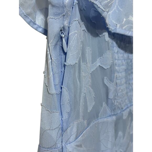 KOKO + MASON WOMENS SIZE LARGE OFF SHLDR JACQUARD LINED MIDI DRESS BLUE NEW - Picture 11 of 14